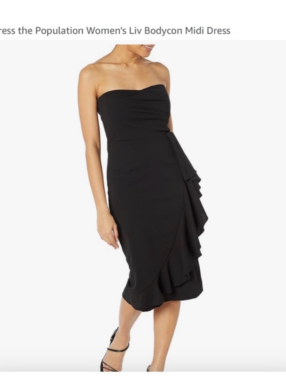 Dress the population liv body con strapless midi dress black‎ Size XL